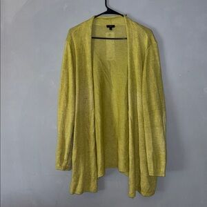 Talbots Plus Linen Olive Cardigan Open Front Plus Cardigan Women’s 3X